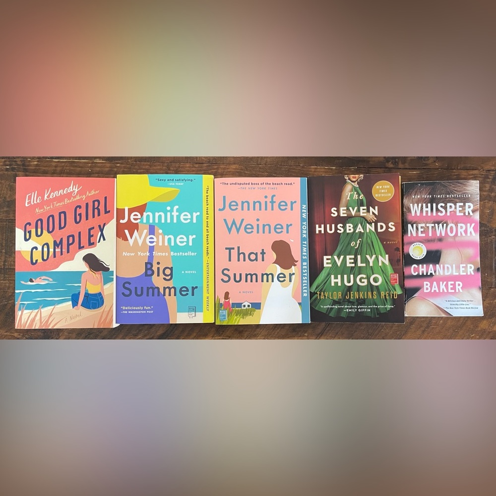 5 softcover books
